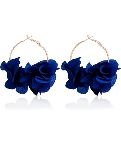 Colorful Flower Earrings White Floral Hoop Earrings Elegant Camellia Huggie Earrings Jewelry for Women and Girls Blue $7.38 E...