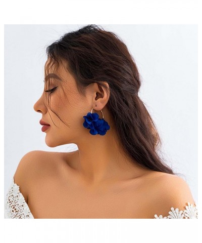 Colorful Flower Earrings White Floral Hoop Earrings Elegant Camellia Huggie Earrings Jewelry for Women and Girls Blue $7.38 E...