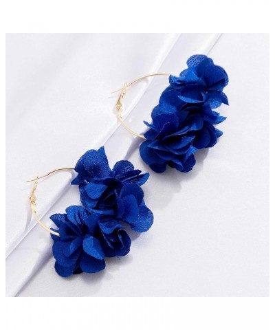 Colorful Flower Earrings White Floral Hoop Earrings Elegant Camellia Huggie Earrings Jewelry for Women and Girls Blue $7.38 E...