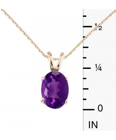 14k Yellow Gold Oval Large 6x8 mm Amethyst Pendant with 18" Chain $55.66 Necklaces