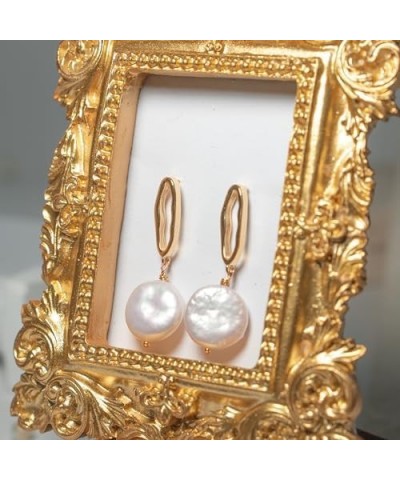 Baroque Pearl Earrings 18K Gold Plated Drop Dangle Earrings for Women Freshwater Pearl Earrings Daily Jewelly for Women Girls...