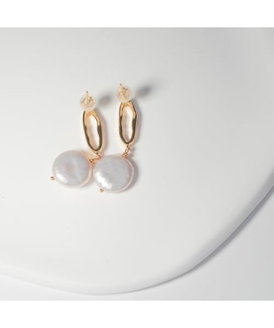 Baroque Pearl Earrings 18K Gold Plated Drop Dangle Earrings for Women Freshwater Pearl Earrings Daily Jewelly for Women Girls...