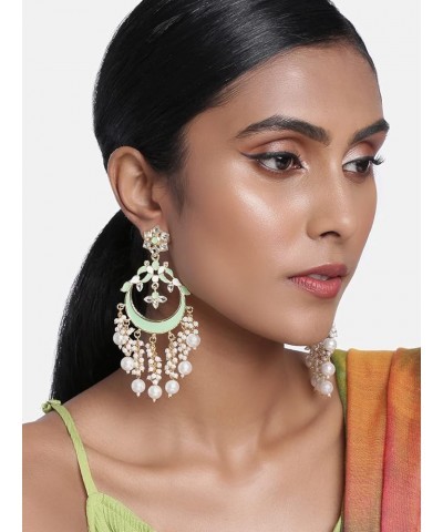 Ethnic Festive Wedding Party Wear Drop Dangle Earrings Indian Traditional Bollywood Fashion Jewelry for Women Mint Green 1 $1...