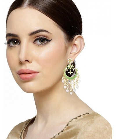 Ethnic Festive Wedding Party Wear Drop Dangle Earrings Indian Traditional Bollywood Fashion Jewelry for Women Mint Green 1 $1...