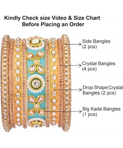 Indian Bridal Bangle Set Rhinestone Traditional CZ Crystal Bangles Faux Pearl Beaded Floral Tear Drop Kundan Bangle Bracelet ...