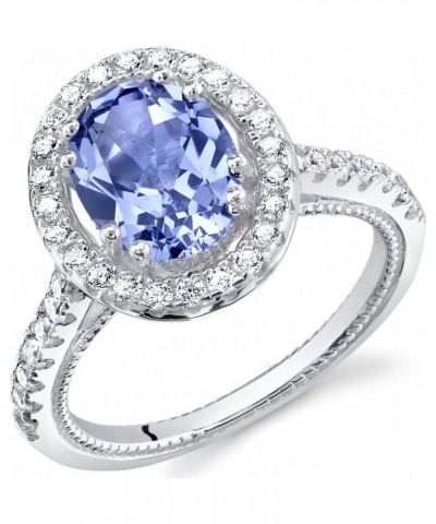 Simulated Tanzanite Ring for Women 925 Sterling Silver, Large 2 Carats Oval Shape 9x7mm, Sizes 5 to 9 $20.15 Rings