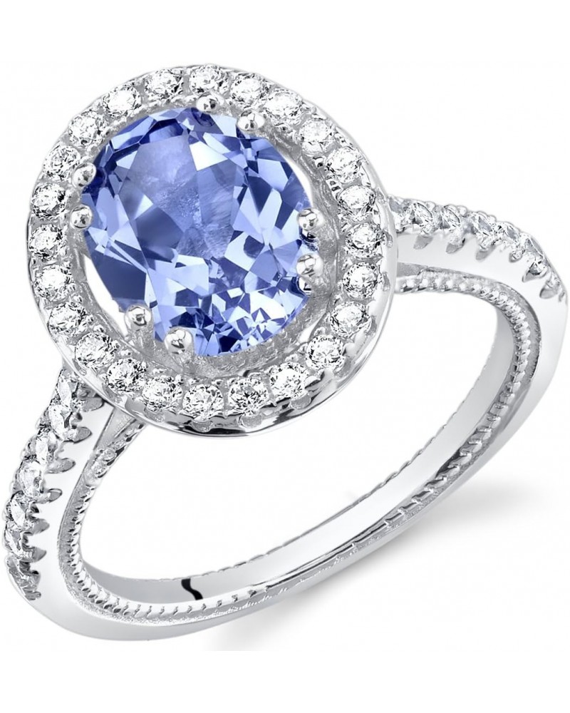 Simulated Tanzanite Ring for Women 925 Sterling Silver, Large 2 Carats Oval Shape 9x7mm, Sizes 5 to 9 $20.15 Rings