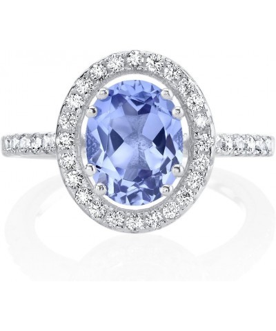 Simulated Tanzanite Ring for Women 925 Sterling Silver, Large 2 Carats Oval Shape 9x7mm, Sizes 5 to 9 $20.15 Rings