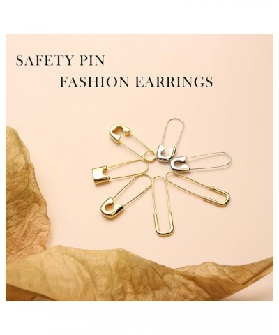 Safety Pin Earrings for Women 14K Gold Silver Pin Earrings Jewelry for Girls 07 Gold Lock $10.90 Earrings