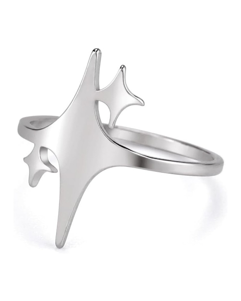 Star Ring Finger Ring Theme of Stars Polish Gold Silver 6-11 Size Stainless Steel Jewelry for Women silver-11 $6.88 Rings