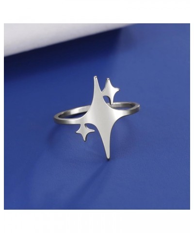 Star Ring Finger Ring Theme of Stars Polish Gold Silver 6-11 Size Stainless Steel Jewelry for Women silver-11 $6.88 Rings