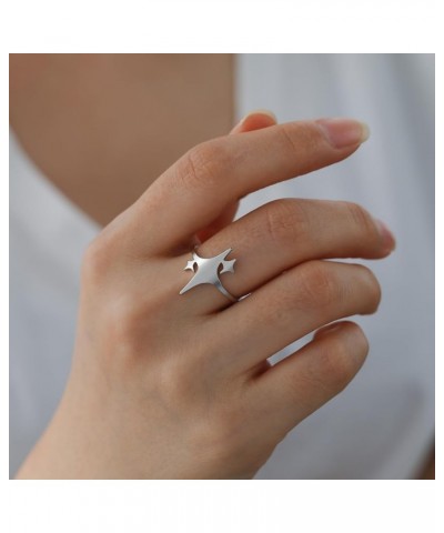 Star Ring Finger Ring Theme of Stars Polish Gold Silver 6-11 Size Stainless Steel Jewelry for Women silver-11 $6.88 Rings