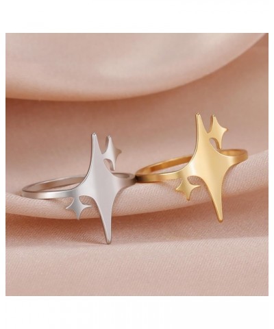 Star Ring Finger Ring Theme of Stars Polish Gold Silver 6-11 Size Stainless Steel Jewelry for Women silver-11 $6.88 Rings