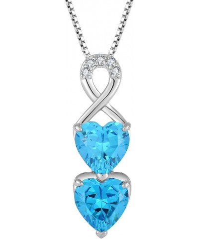 Infinity Heart Birthstone Pendant Necklace 925 Sterling Silver Jewelry Gift for Women Aquamarine $31.34 Necklaces