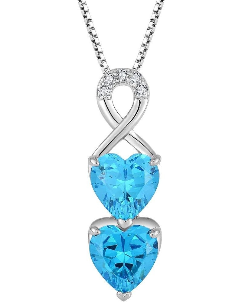 Infinity Heart Birthstone Pendant Necklace 925 Sterling Silver Jewelry Gift for Women Aquamarine $31.34 Necklaces