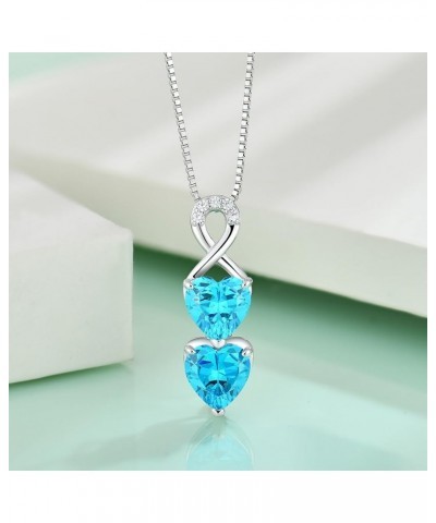 Infinity Heart Birthstone Pendant Necklace 925 Sterling Silver Jewelry Gift for Women Aquamarine $31.34 Necklaces