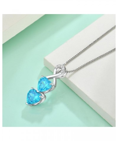 Infinity Heart Birthstone Pendant Necklace 925 Sterling Silver Jewelry Gift for Women Aquamarine $31.34 Necklaces