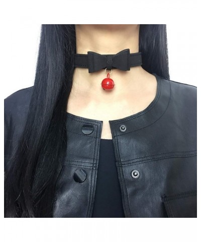 Bell Necklace Choker Bow Collar Cat Kitty Velvet Necklace with Black Succuba Gift Box (Pink) Black $8.93 Necklaces