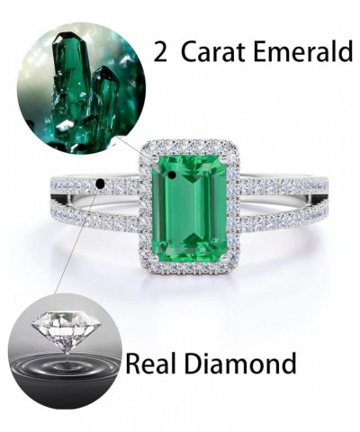 10K 14K 18K Gold 1 Carat Emerald Diamond Engagement Ring for Women, Emerald Diamond Gift Ring for Her (I2-I3 Clarity) Style 4...