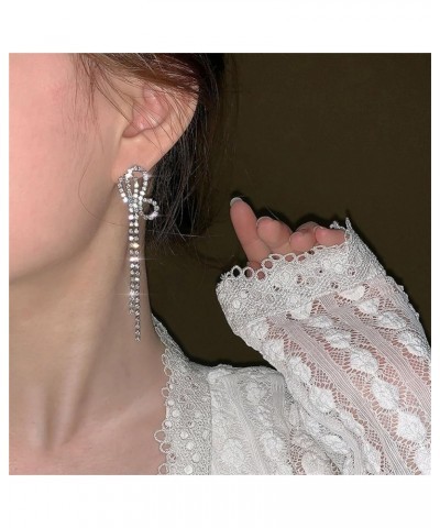 Long Tassel Rhinestone Earrings for Women Girls Fashion Dainty Sparkly Fringe Lightweight Crystal Chandelier Drop Dangle Brid...