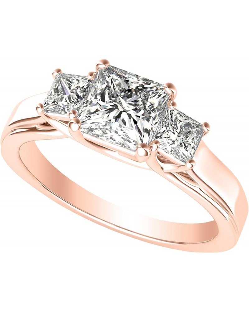 3 Three Stone Princess Diamond Engagement Ring 14K Rose Gold (I-J Color Value) 0.5 carats $361.80 Rings