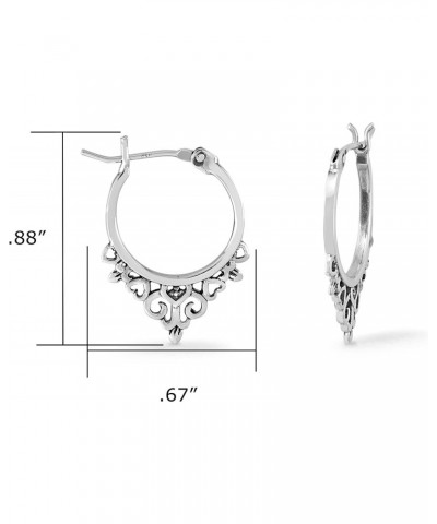 Jewelry Sterling Silver Bohemian Filigree Snap Down Hoop Earrings $19.80 Earrings