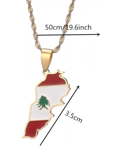 Liban Map With Flag Pendant Necklace Jewelry Lebanon Map Chain Necklace gold $8.99 Necklaces