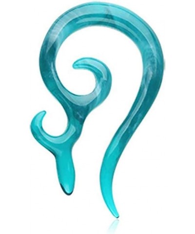 Devil's Horn Acrylic Ear Gauge Spiral Hanging Taper 10 GA (2.4mm), Teal $9.71 Body Jewelry