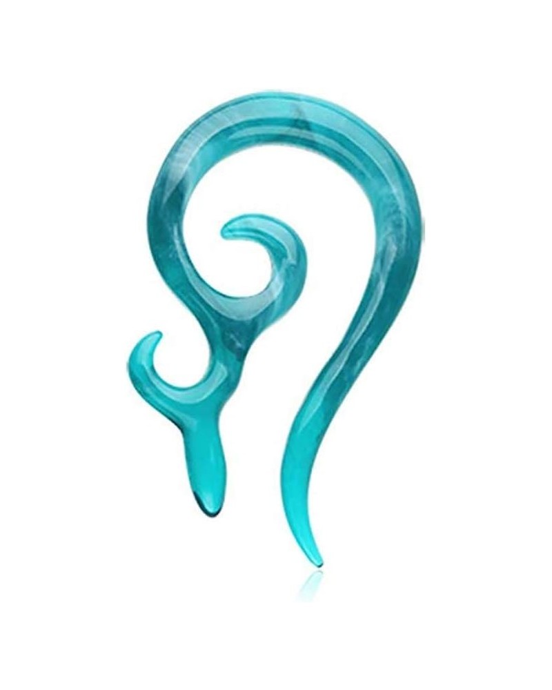 Devil's Horn Acrylic Ear Gauge Spiral Hanging Taper 10 GA (2.4mm), Teal $9.71 Body Jewelry