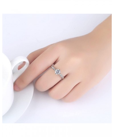 Silver Plated Round Shaped Created White Topaz CZ Filled Proposal Wedding Engagement Bridal Women Band Ring US9 C_White $4.07...