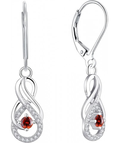 Earrings Infinity Dangle Drop Earrings Sterling Silver Leverback Earrings Gemstones Twisted Jewelry 01-Jan-Garnet $29.14 Earr...