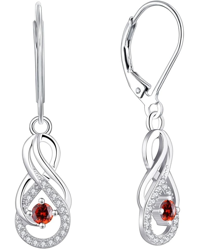 Earrings Infinity Dangle Drop Earrings Sterling Silver Leverback Earrings Gemstones Twisted Jewelry 01-Jan-Garnet $29.14 Earr...