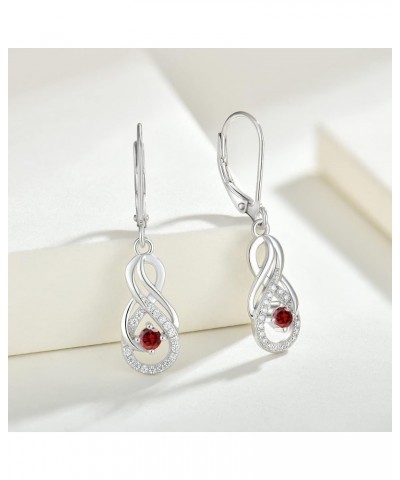 Earrings Infinity Dangle Drop Earrings Sterling Silver Leverback Earrings Gemstones Twisted Jewelry 01-Jan-Garnet $29.14 Earr...