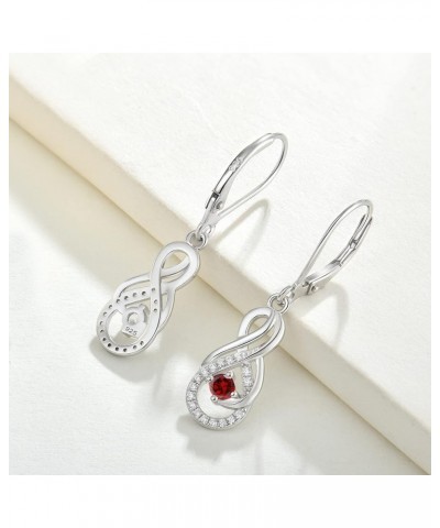 Earrings Infinity Dangle Drop Earrings Sterling Silver Leverback Earrings Gemstones Twisted Jewelry 01-Jan-Garnet $29.14 Earr...