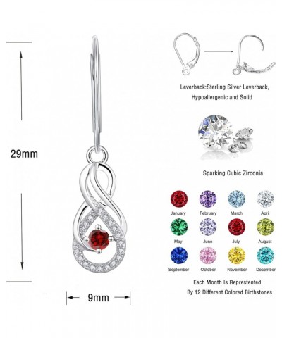 Earrings Infinity Dangle Drop Earrings Sterling Silver Leverback Earrings Gemstones Twisted Jewelry 01-Jan-Garnet $29.14 Earr...