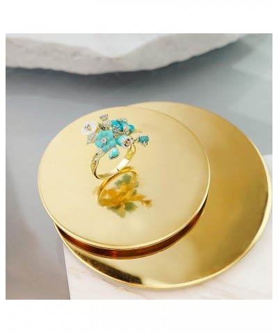 Womens 925 Silver Elegant Flower Multi Gemstones Band Ring Turquoise $24.19 Rings