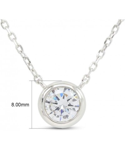 14k Gold Plated 925 Sterling Silver Sparkling Cubic Zirconia Dainty Bezel-Set Pendant Necklace with 16"+2" Chain white-gold-p...