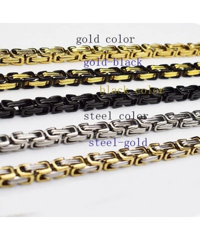 European and American hip hop personality titanium steel Byzantine square buckle chain tide male emperor necklace steel-gold ...