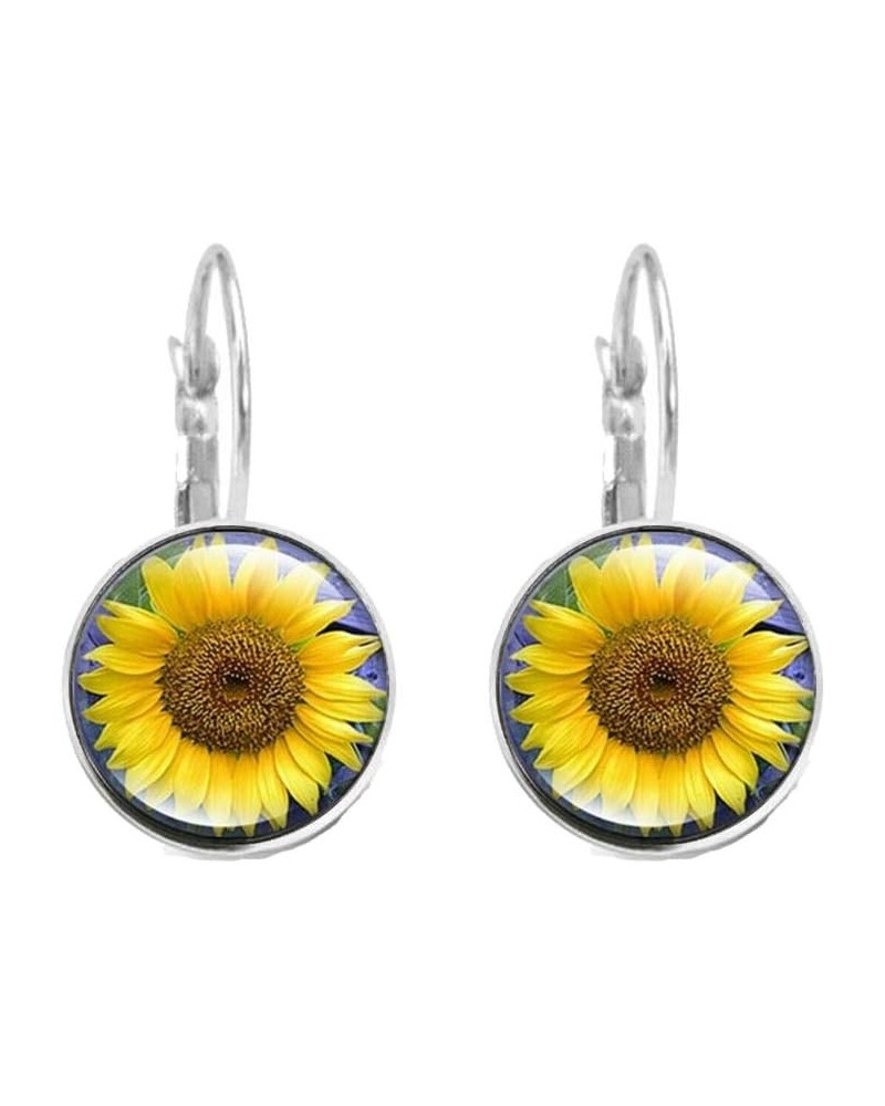 Yellow Sunflower Dangle Earrings for Women Transparent Flower Dangle Earrings silver $7.49 Earrings