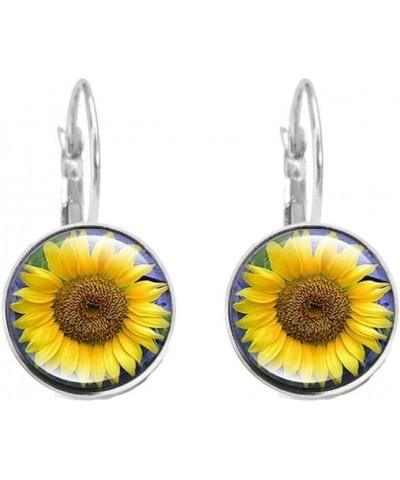 Yellow Sunflower Dangle Earrings for Women Transparent Flower Dangle Earrings silver $7.49 Earrings