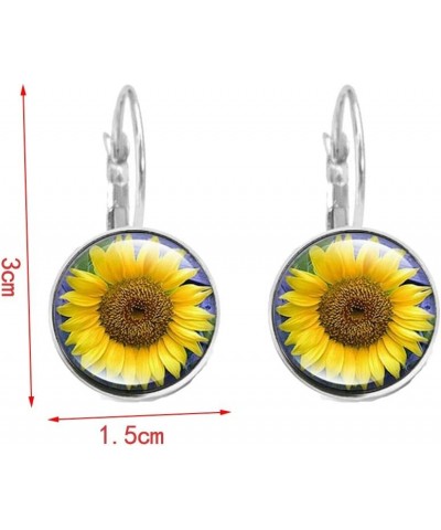 Yellow Sunflower Dangle Earrings for Women Transparent Flower Dangle Earrings silver $7.49 Earrings