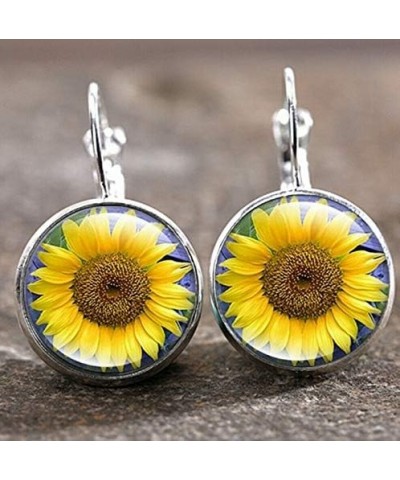 Yellow Sunflower Dangle Earrings for Women Transparent Flower Dangle Earrings silver $7.49 Earrings