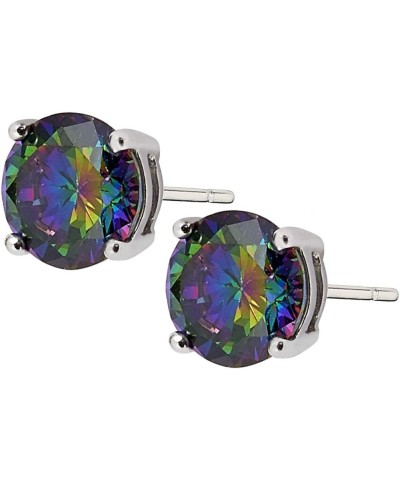 925 Sterling Silver Mystic Fire Cz Stud Earrings 5mm $10.44 Earrings