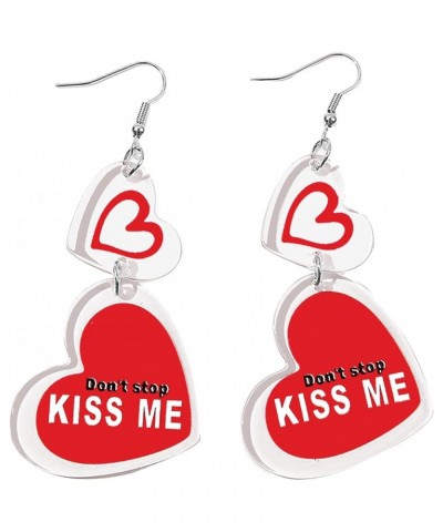 Valentine's Day Earrings for Women Girls Lightweight Acrylic Red Heart Earrings Style A $7.00 Earrings