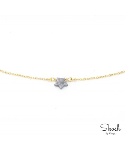 14K Solid Gold Rough Diamond Star Necklace: Dainty Celestial Choker with Floating Star, Minimalist Gift for Women 20&22 inche...