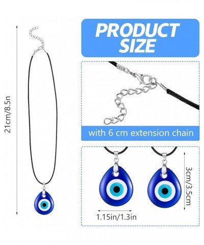 6 Pieces Evil Eye Pendant Necklace Turkish Blue Eye Necklace for Jewelry Glass Gift Eye Leather Rope Chain Necklace for Women...