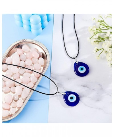 6 Pieces Evil Eye Pendant Necklace Turkish Blue Eye Necklace for Jewelry Glass Gift Eye Leather Rope Chain Necklace for Women...