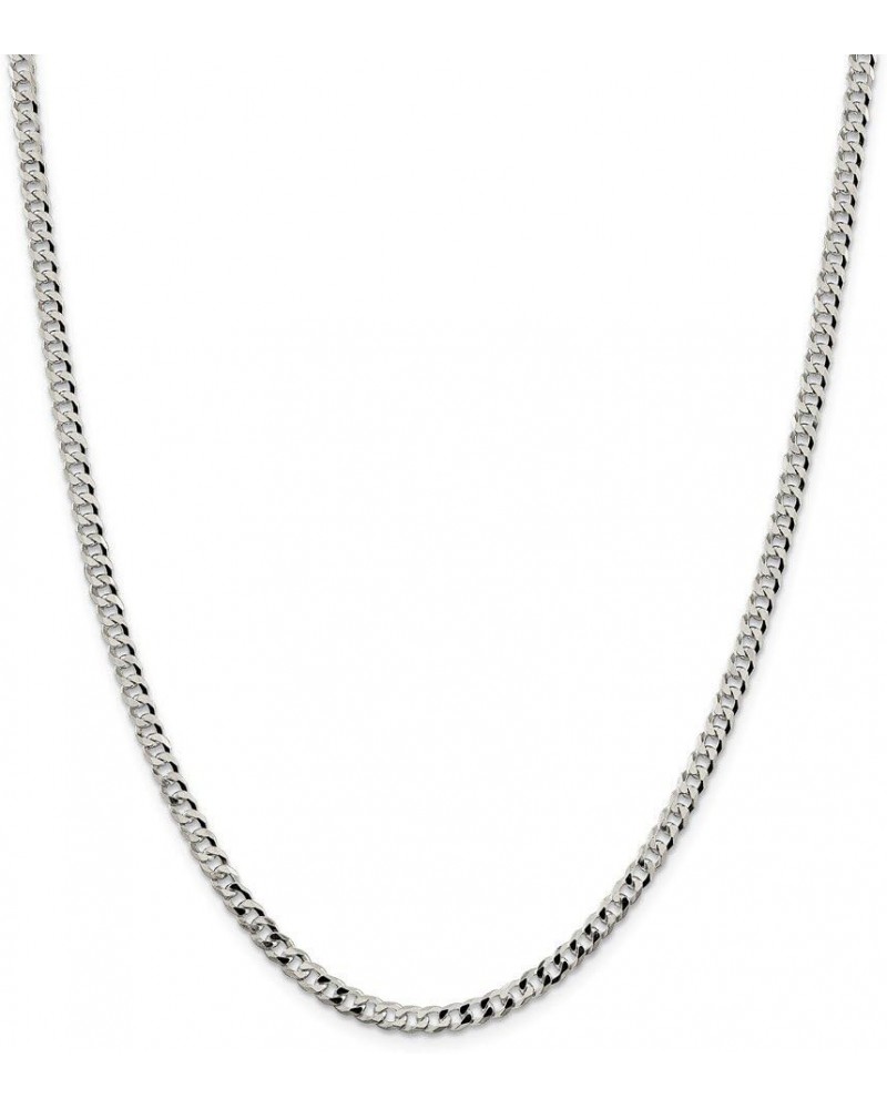 Solid 925 Sterling Silver 4mm Beveled Curb Cuban Chain Necklace - with Secure Lobster Lock Clasp 24.0 Inches $60.00 Necklaces