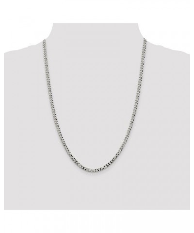 Solid 925 Sterling Silver 4mm Beveled Curb Cuban Chain Necklace - with Secure Lobster Lock Clasp 24.0 Inches $60.00 Necklaces