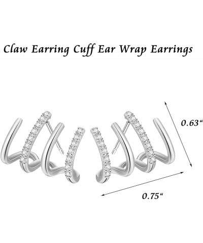 Claw Earring Cuff Ear Wrap Earrings Stud Cuff Earrings for Women Hoop Ear Cuff Earrings Gold D:Silver Cuff Earrings 2pairs $6...